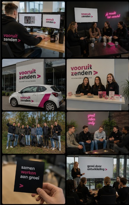 Vooruitzenden team en sfeerbeelden voor werknemers